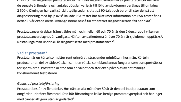Bakgrundsmaterial om prostatacancer