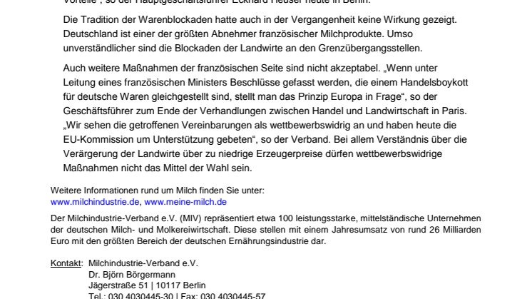 Kein Verständnis für Blockaden in Frankreich