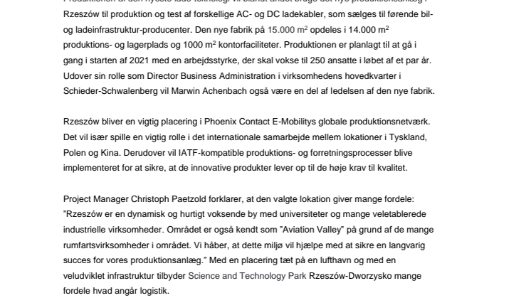 Phoenix Contact E-Mobility udvider til Polen