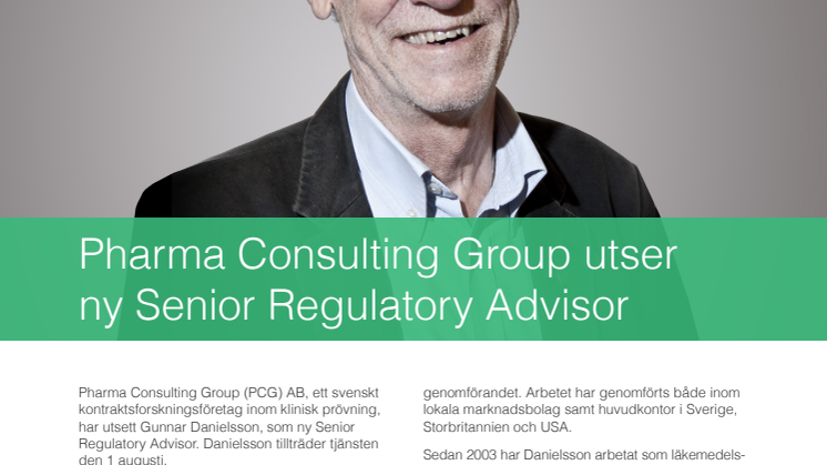 Pharma Consulting Group utser ny Senior Regulatory Advisor
