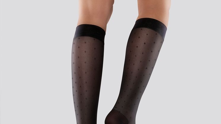 Mabs Compression Socks Nylon Knee Dotted Black