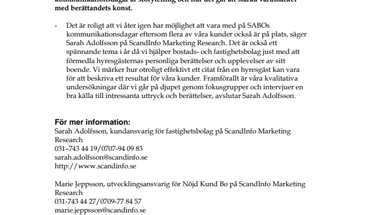 ScandInfo ställer ut på SABOs kommunikationsdagar