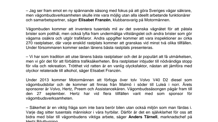Motormännens vägombud gör trafiksverige säkrare i sommar