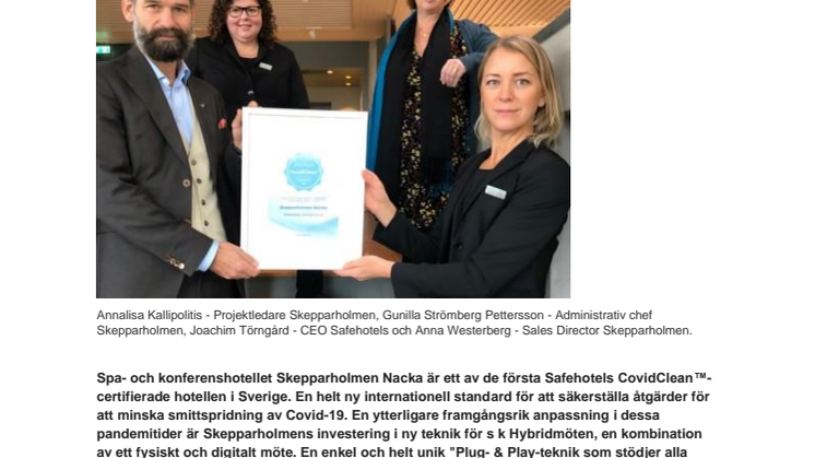 Skepparholmen Nacka optimerar med Hybridmöten och Safehotels CovidClean™-certifiering 