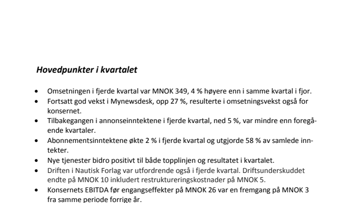 NHST Media Group - Kvartalsrapport 4. kvartal 2017