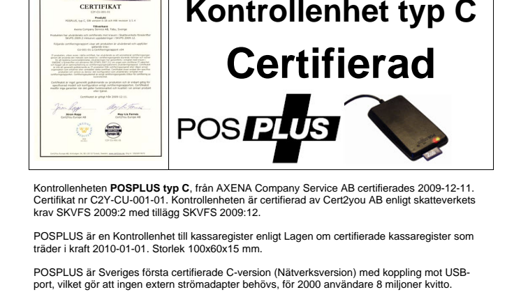 POSPLUS - Certifieringsenhet - Kontrollbox