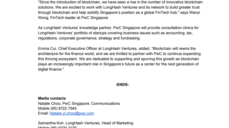 LongHash Ventures welcomes PwC Singapore as knowledge partner