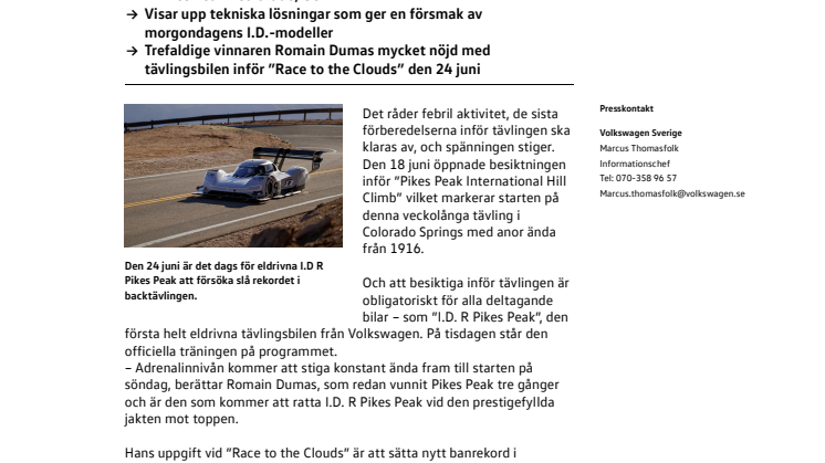 Uppför berget på el – snart dags för Volkswagen I.D. R Pikes Peak