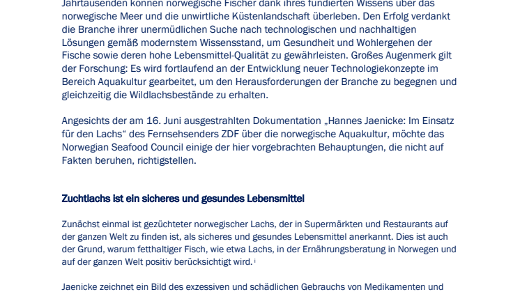 Norwegischer Lachs – ein sicheres und nachhaltiges Lebensmittel