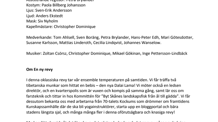 Inbjudan till pressmöte EN NY REVY
