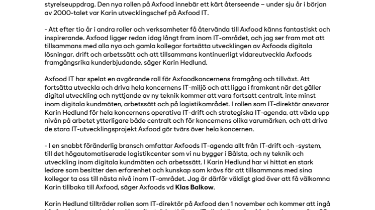 Karin Hedlund ny IT-direktör på Axfood