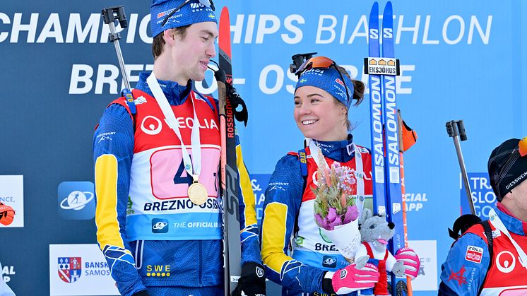 Anton Ivarsson och Sara Andersson vann EM Guld i Brezno-Osrblie. Bild: Nordic Focus 