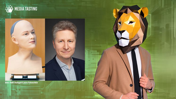KI mit menschlichem Gesicht: Media Tasting zeigt erstmals Androiden KI-Kopf der Hochschule der Medien