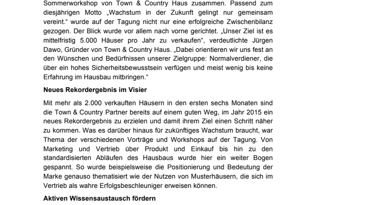 Town & Country Haus: Gemeinsam viel bewegen