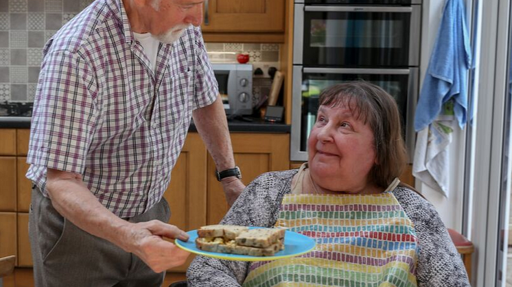 Stroke survivor Anne with carer husband John, Cardiff