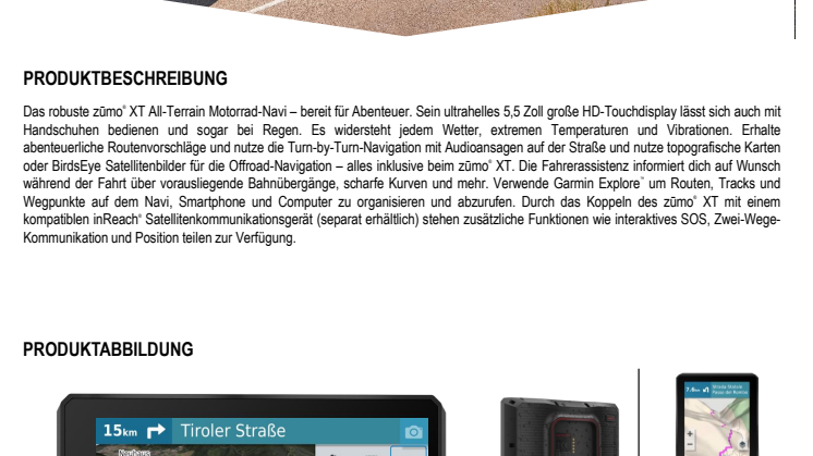 Datenblatt Garmin zumo XT