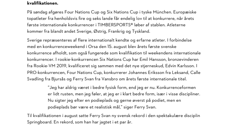 TIMBERSPORTS® gør klar til årets første internationale konkurrence