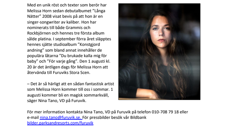 Melissa Horn återvänder till Furuvik