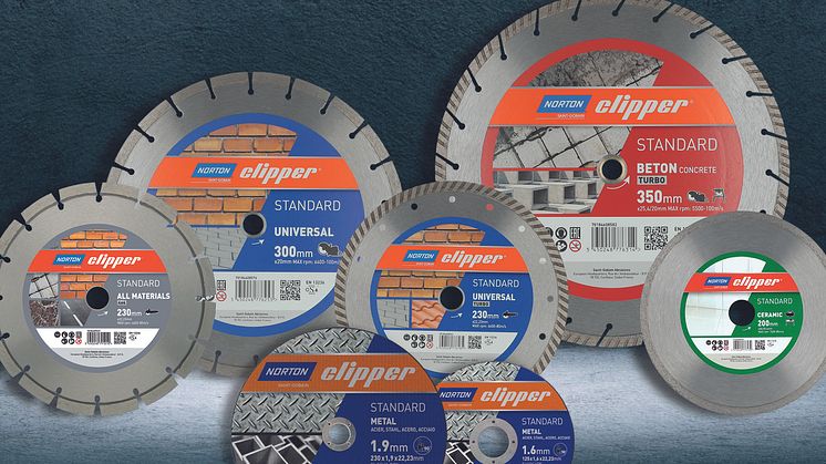 Standard består av diamantblader, kappeskiver og slipeskiver og er en del av Norton Clippers basissortiment som gir brukerne et enkelt og konkurransedyktig utvalg av kappe- og slipeløsninger både når det gjelder kvalitet og pris.