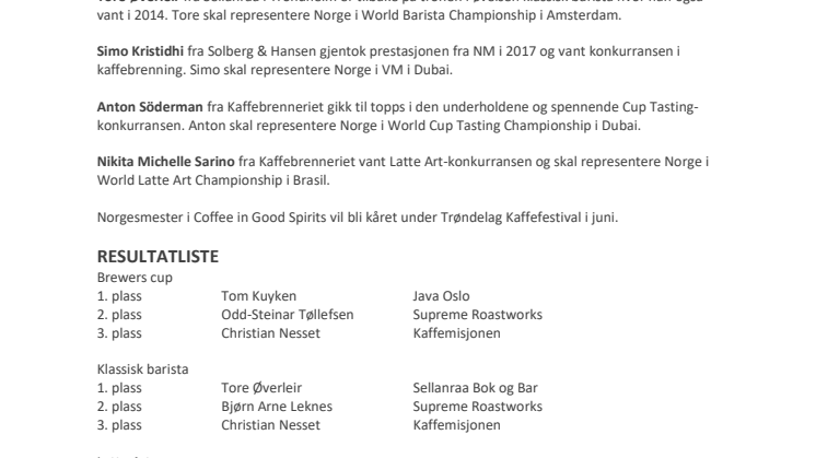 Her er kaffelandslaget 2018