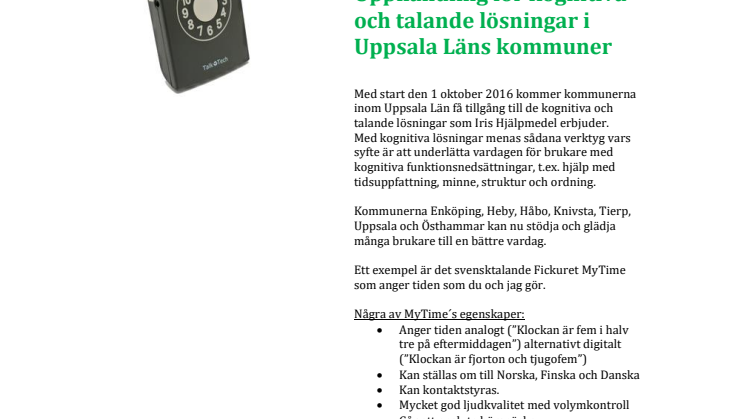Iris Hjälpmedel vinner kognitionsavtal i Uppsala Läns kommuner