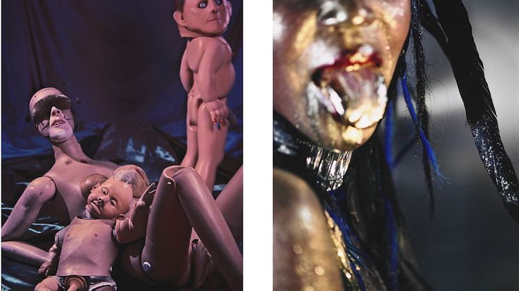 Cindy Sherman: “Untitled # 312” (1994) and Marilyn Minter: “Wangechi Gold 1”( 2009)