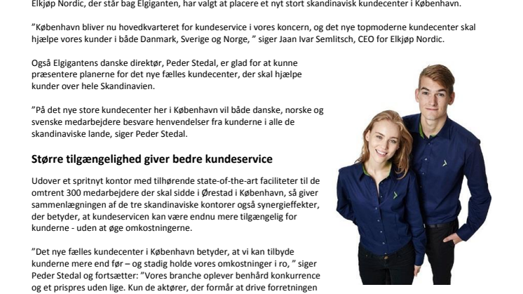 København bliver Elgigantens nye skandinaviske hovedkvarter for kundeservice