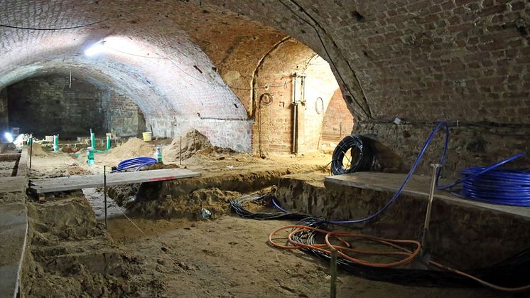 Der zukünftige Servicebereich mit WC in den Kasematten der früheren Pleißenburg unter dem Neuen Rathaus Leipzig