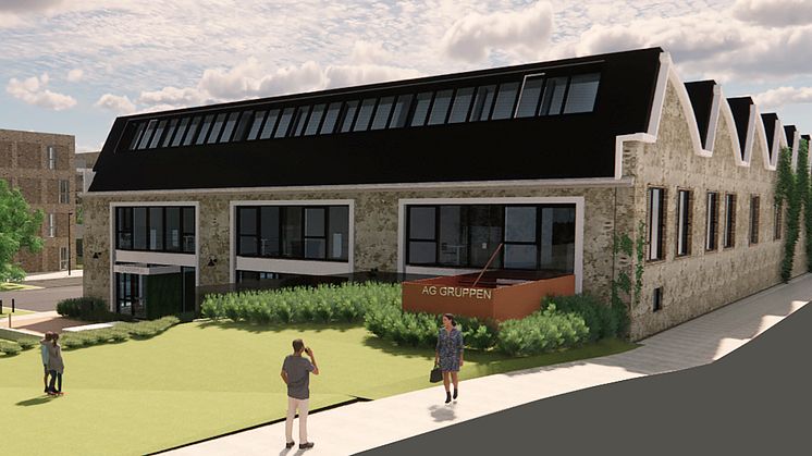 AG Gruppens nye hovedkontor opføres i Dalum Papirfabrik i Odense. Visualisering: Arkitektfirmaet C.F. Møller