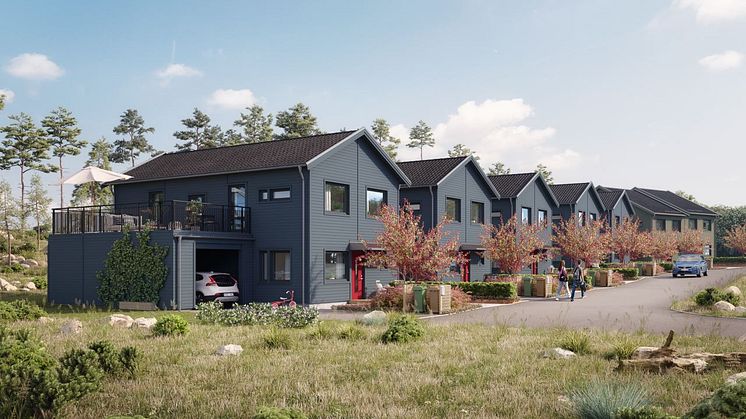 Brf Byfjorden - 3D-bild av gatan och husen