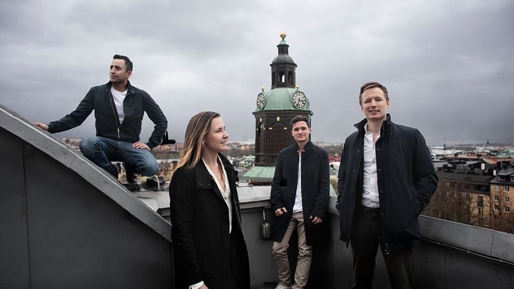 Teamet bakom Allihoop: Milad Barosen, Carolina Mistander, Samuel Gielis och Johan Outinen. Foto: Johanna Hanno