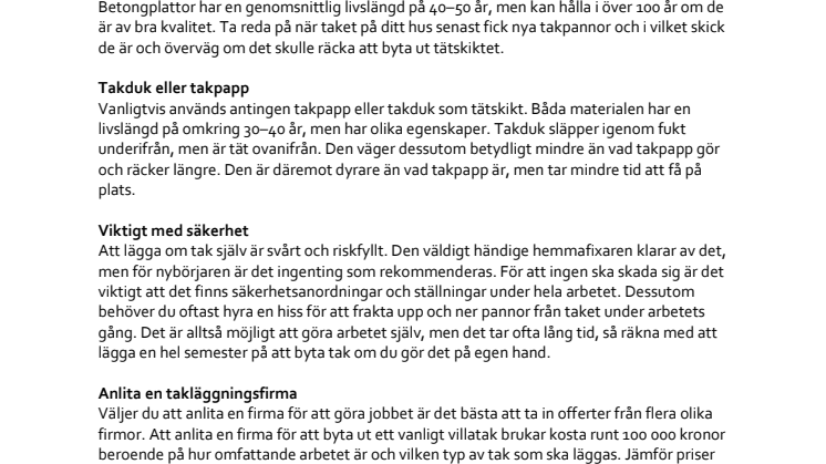 Detta behöver du tänka på när du lägger om ditt tak