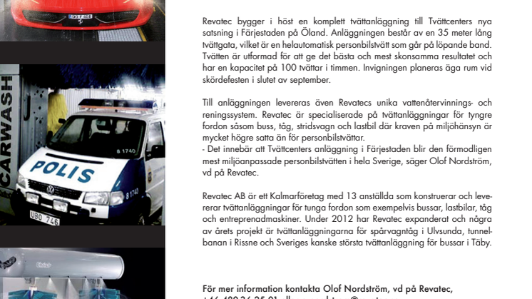 Revatec levererar miljövänlig personbilstvätt till Tvättcenter i Färjestaden
