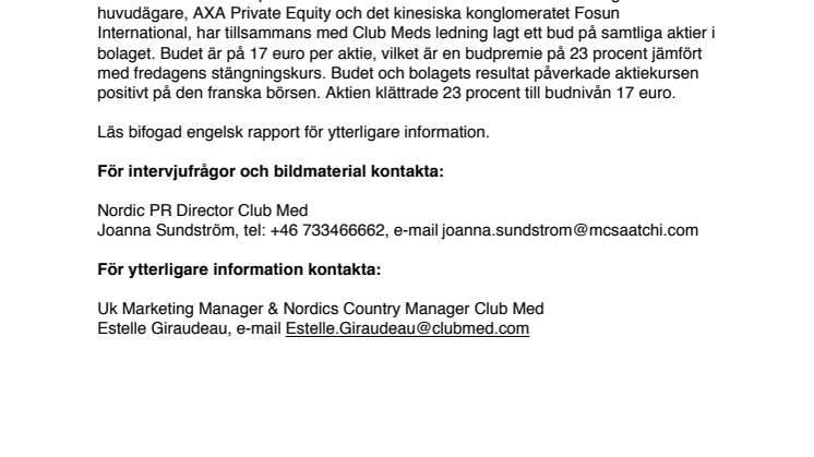 Soliga siffror för Club Med