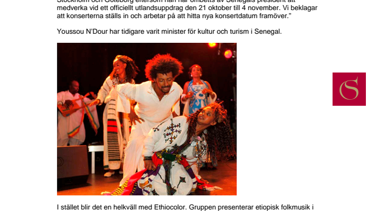 Youssou N’Dour ställer in Göteborgsframträdande