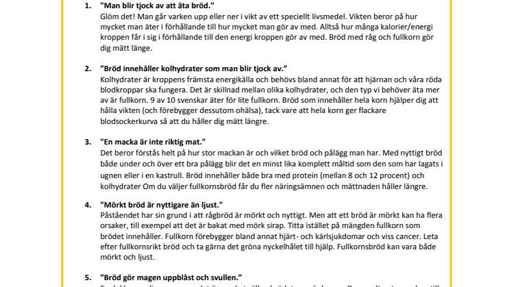 Bröd gör dig tjock - och andra myter om bröd
