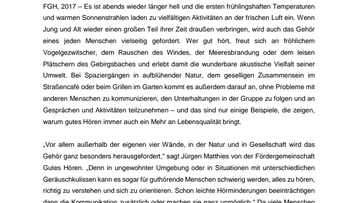 Sind die Ohren fit für den Frühling? – mit dem Hörtest beim FGH Partner ist man auf der sicheren Seite