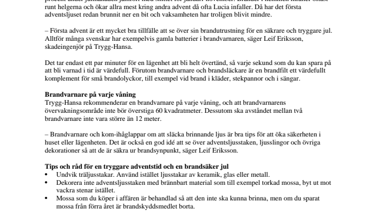 Bränder i hemmen ökar med 40 procent i december och värst är adventshelgerna