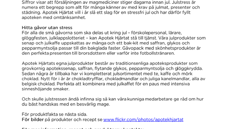 Mer än magmediciner mot julstressen hos Apotek Hjärtat