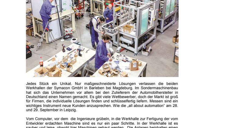 Maschinenbauer Symacon liefert Unikate