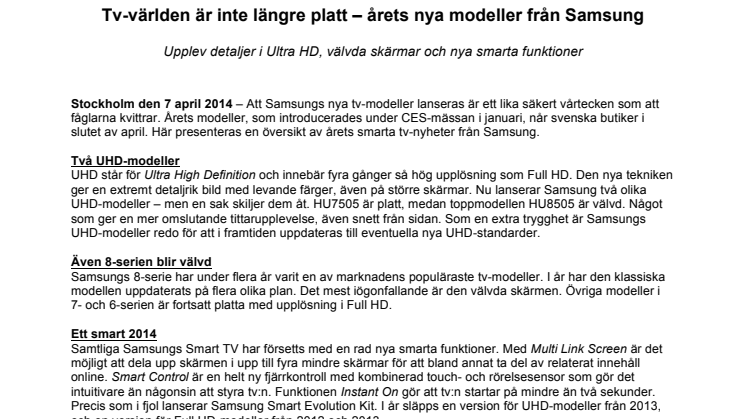 Tv-världen är inte längre platt – årets nya modeller från Samsung