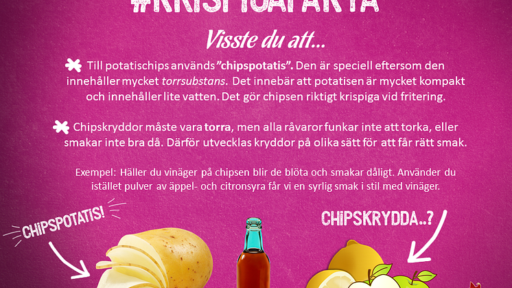 Exempel på #KrispigaFakta i chipstestar-guiden från Estrella