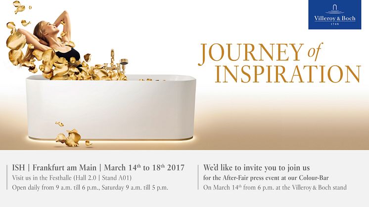 Inbjudan till Villeroy & Boch pressträff 14 mars 2017 på ISH 