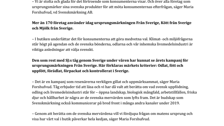 Ursprungsmärkningen Från Sverige fyller 3 år!