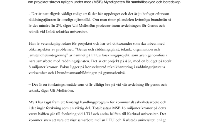 Ny forskning om jämställdhet inom räddningstjänsten