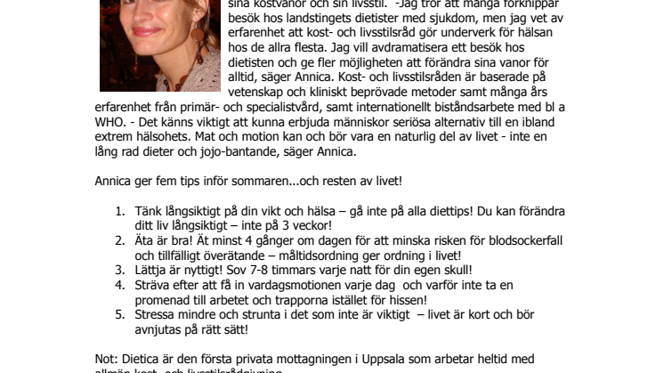 Annica öppnar Uppsalas första privata dietistmottagning