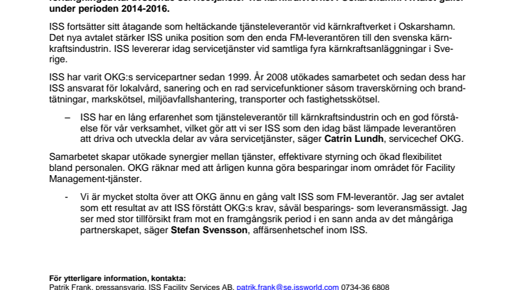 OKG förlänger samarbetet med ISS 