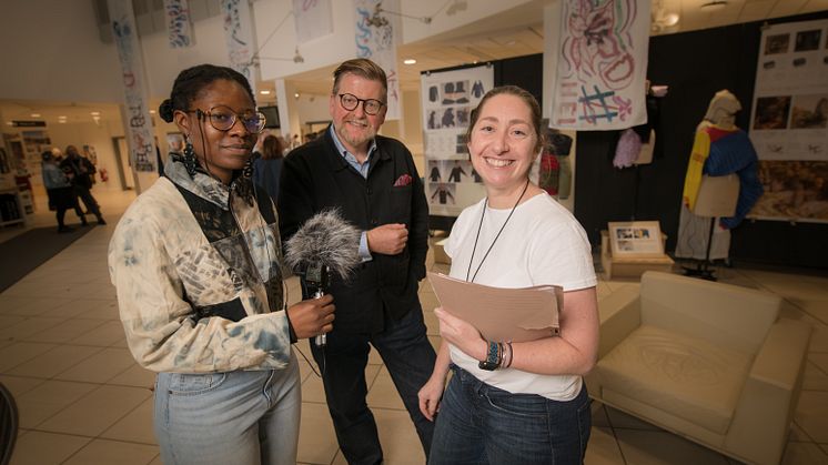 Dr Nkumbu Mutambo (left) and Helen Simmons (right) join Deputy Head of Northumbria School of Design, Dr Rod Adams, for a Designamite podcast episode.