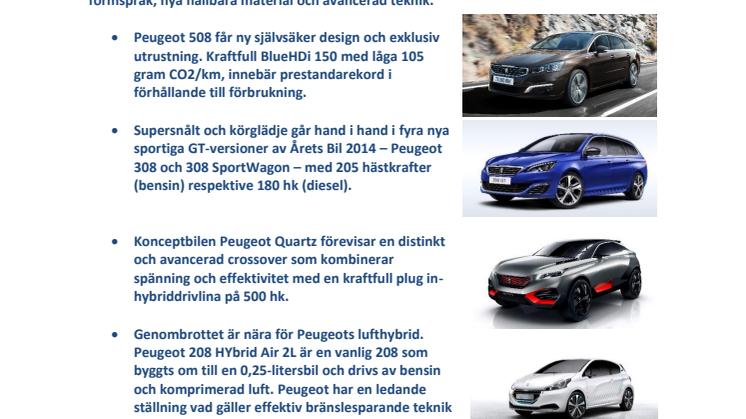Peugeot på bilsalongen i Paris: Världspremiär för 508 och 308 GT - flera spännande konceptbilar