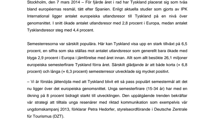 Tyskland – ett allt populärare semesterland bland européer